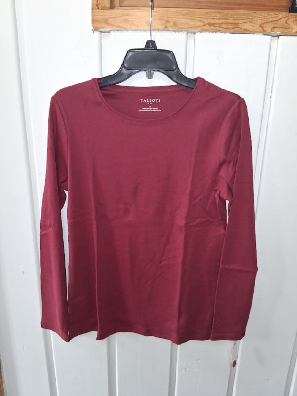 Talbots Cotton Long Sleeve Solid Long Sleeve Tee Light Burgundy Asst Sz NWT